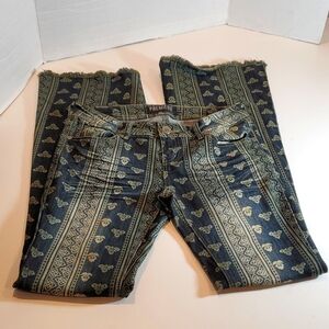 Premier Slim Boho Raw Hem Flare Hippie Stretch Jeans 28W